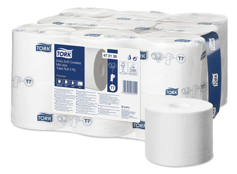 Tork Midi Toilettenpapier T7 Premium, 3 lagig, weiß, 18 Rollen á 550 Blatt